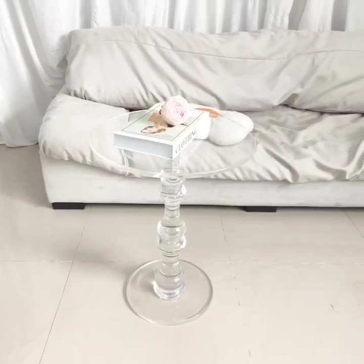 Minimalist Round Acrylic 1-Leg Coffee Table