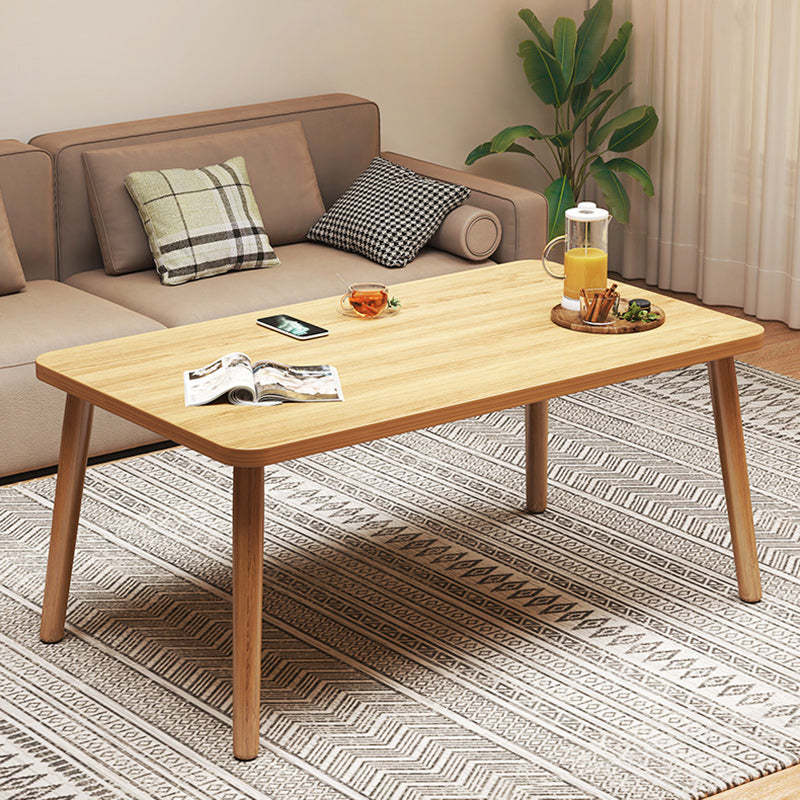 Minimalist Rectangular Solid Wood Coffee Table — Wood Color