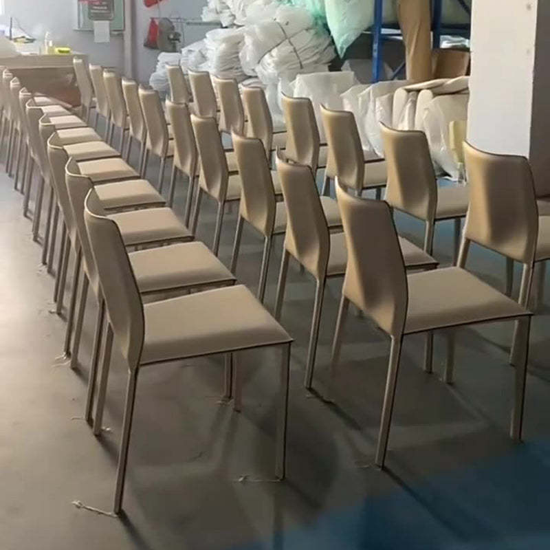 Modern Saddle Leather Carbon Steel Backless Dining Chair