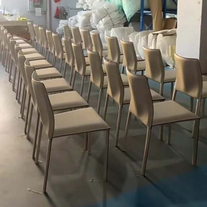 Modern Saddle Leather Carbon Steel Backless Dining Chair