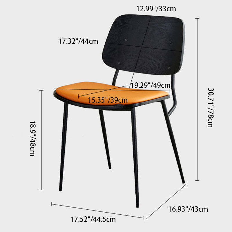 Scandinavian Leather Metal Dining Chair — Electroplate Legs / Black / Dark Gray