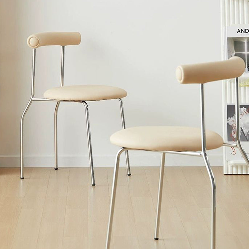 Scandinavian Leather Round Arc Dining Chair — Black / Black