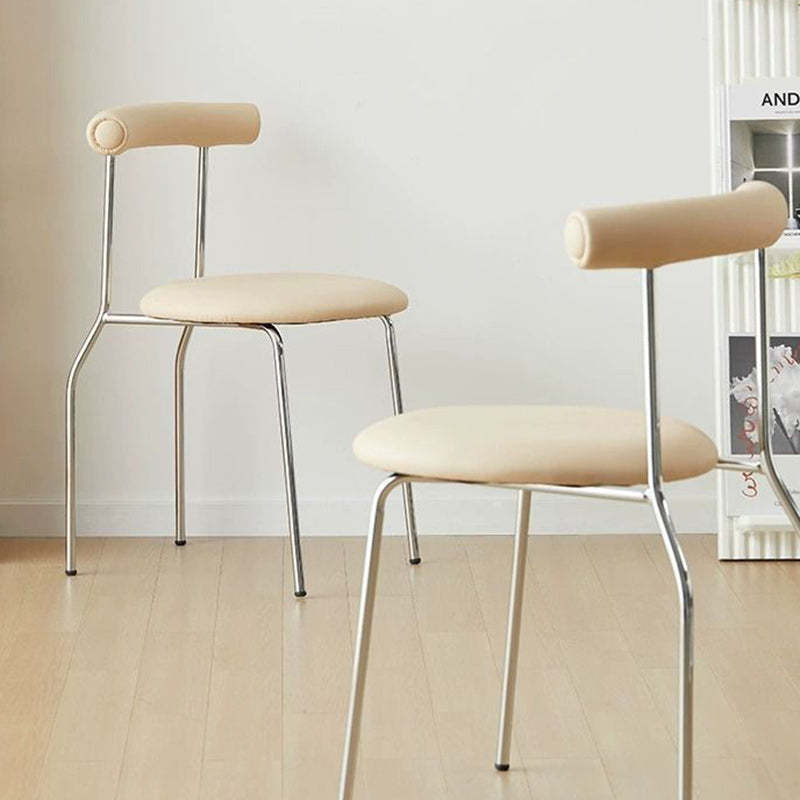 Scandinavian Leather Round Arc Dining Chair — Black / Black