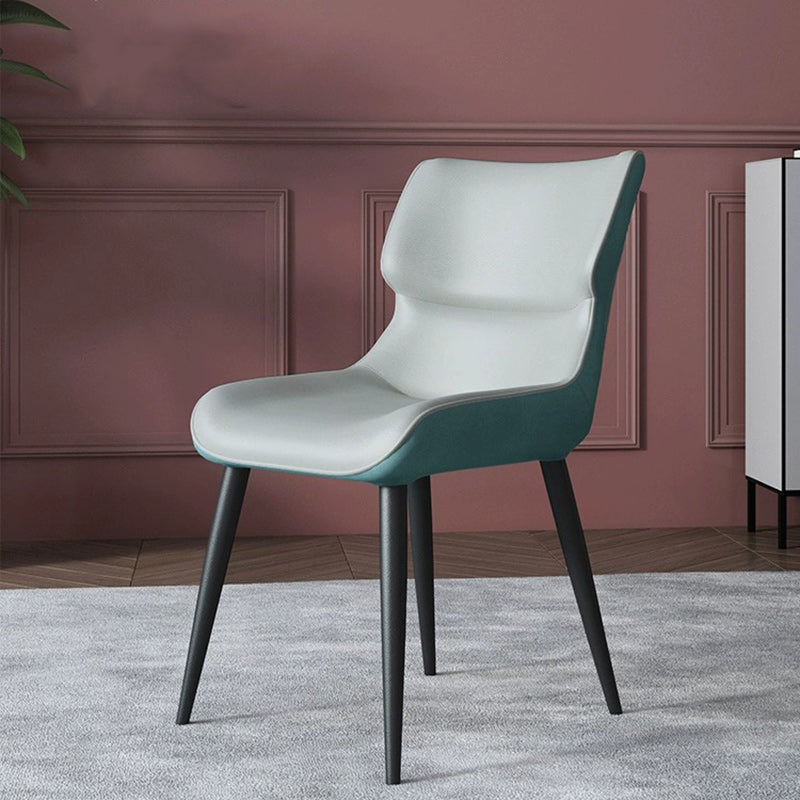 Scandinavian Curved Leather Metal Dining Chair