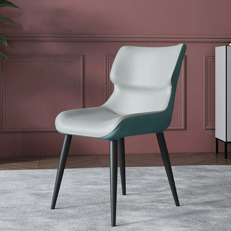 Scandinavian Curved Leather Metal Dining Chair