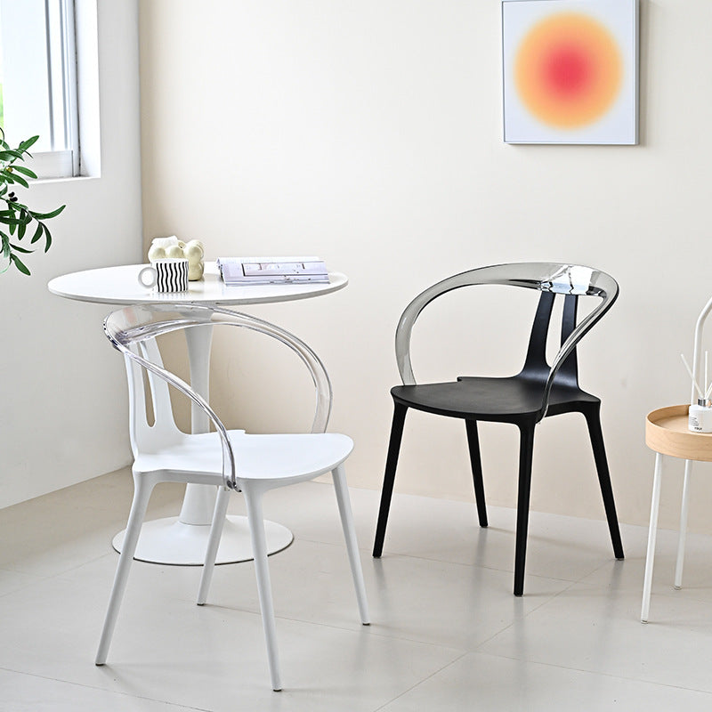 Minimalist Curve Frame Plastic Dining Armchair