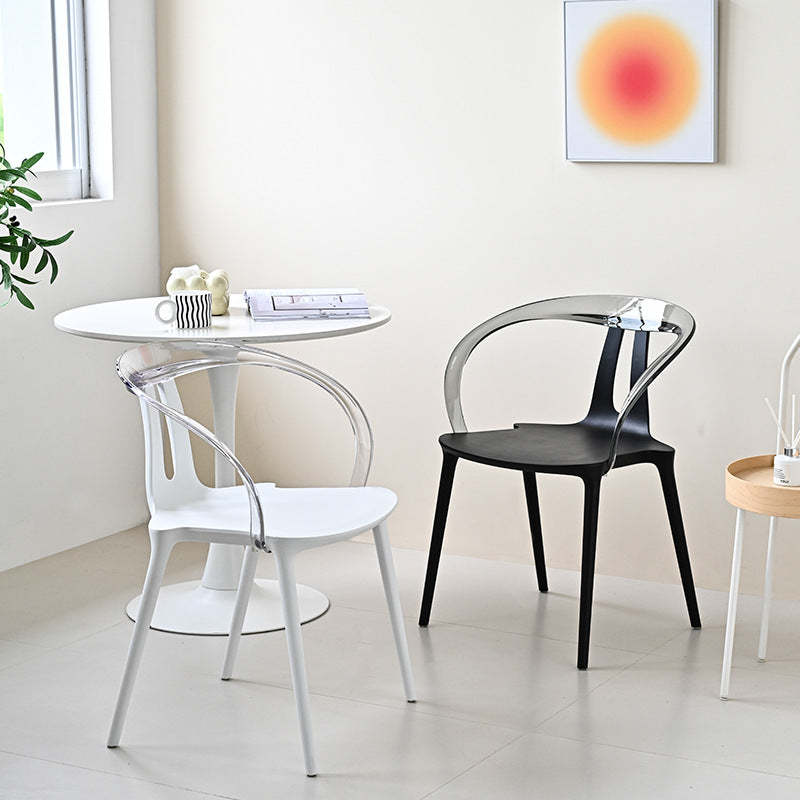 Minimalist Curve Frame Plastic Dining Armchair