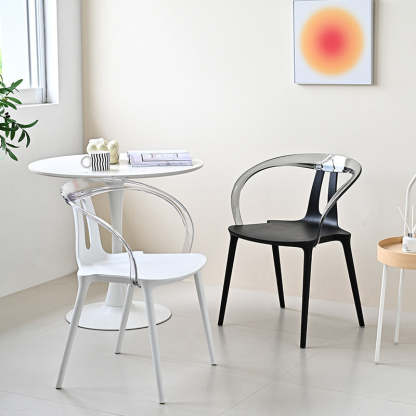 Minimalist Curve Frame Plastic Dining Armchair