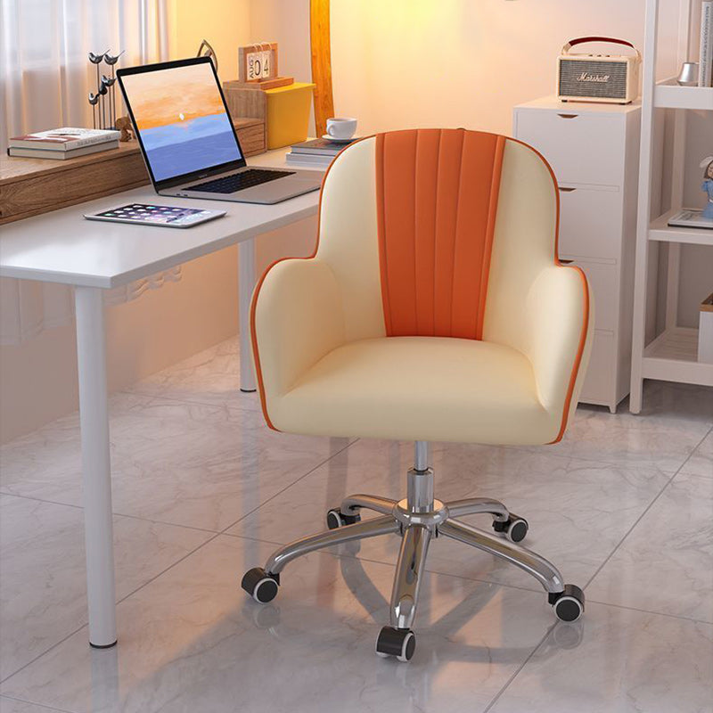 Scandinavian Curved PU Leather Steel Desk Chair