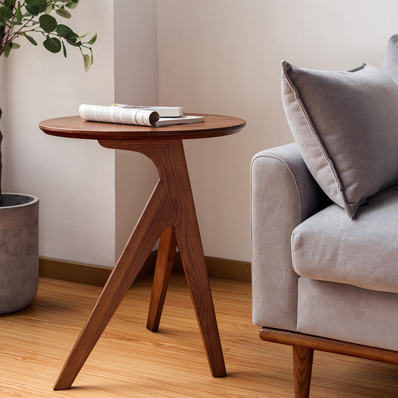 Japanese Round Ash Wood End Table