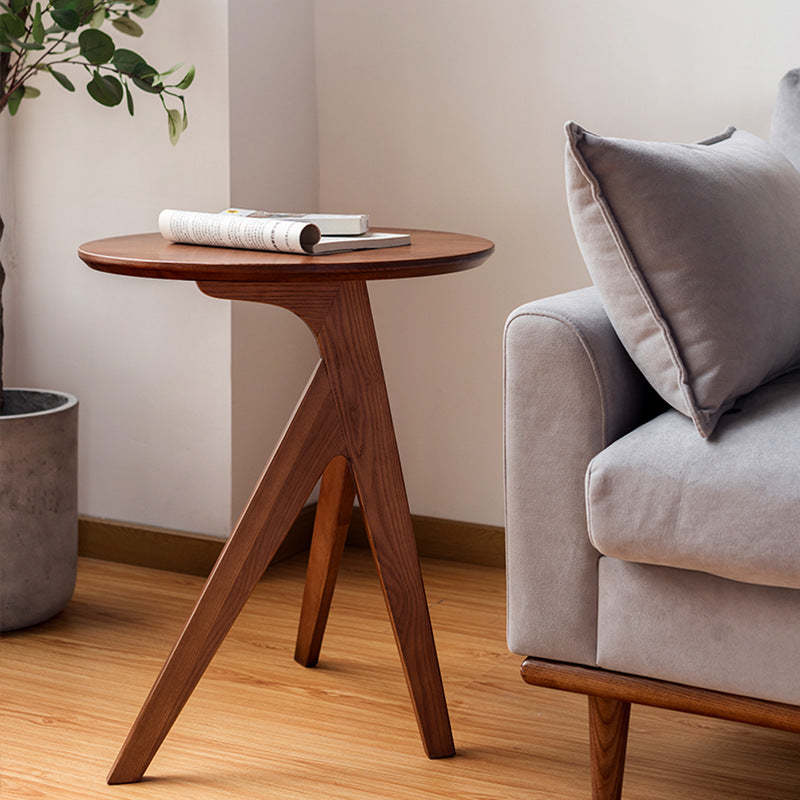 Japanese Round Ash Wood End Table