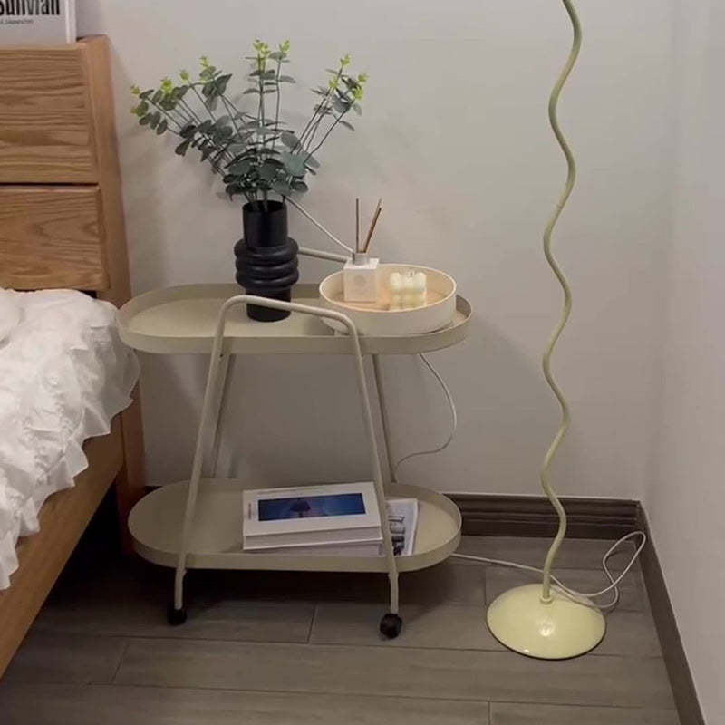 Minimalist Long Oval Iron 2-Tier End Table