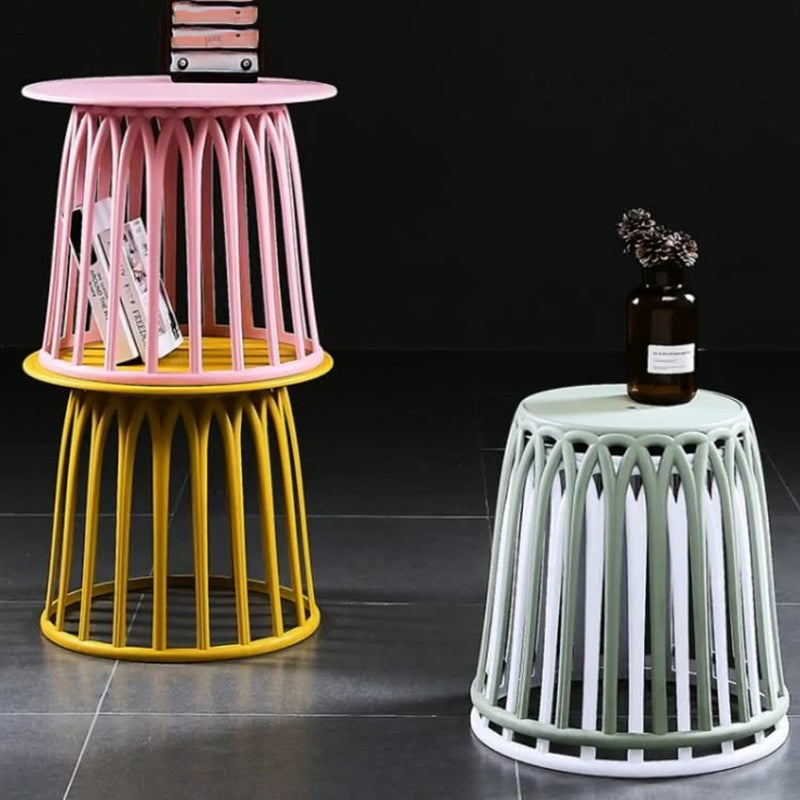 Scandinavian Skeleton Column Side Table — Yellow