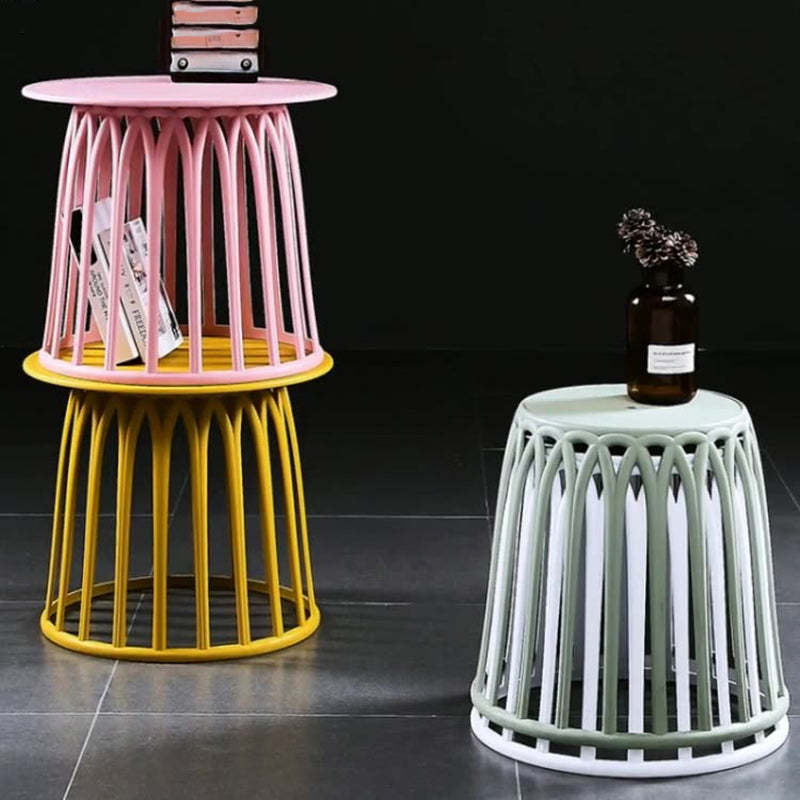 Scandinavian Skeleton Column Side Table — Yellow