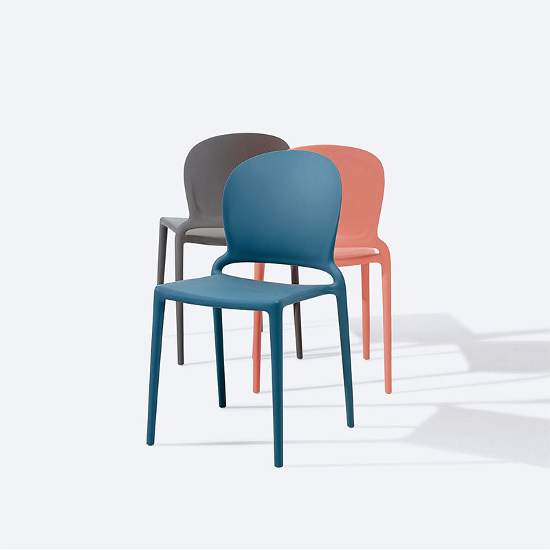 Nordic Curved Armless Dining Chair — Light Gray