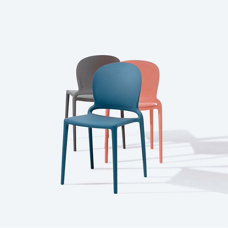 Nordic Curved Armless Dining Chair — Light Gray