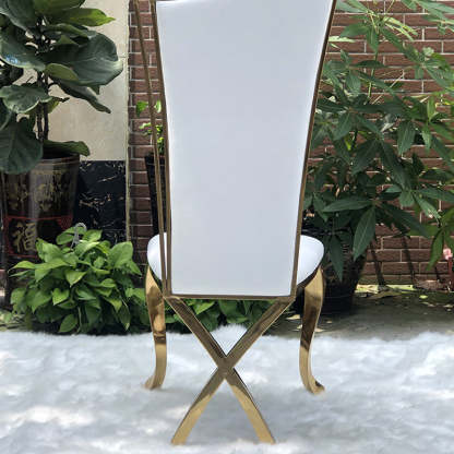 Scandinavian Trapezoidal Leather Metal Dining Chair