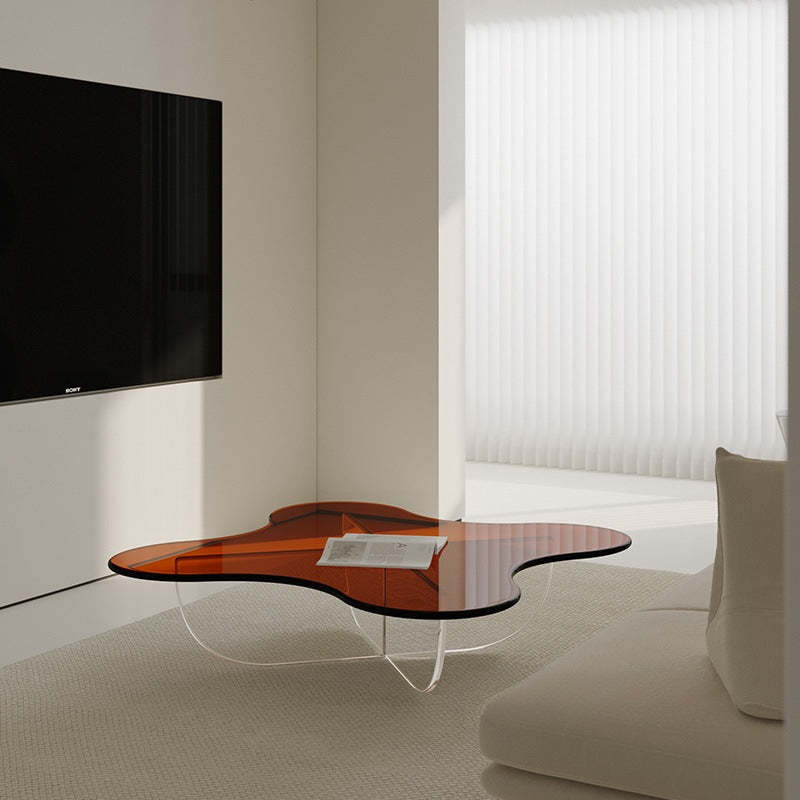 Minimalist Floral Cross Base Acrylic Coffee Table