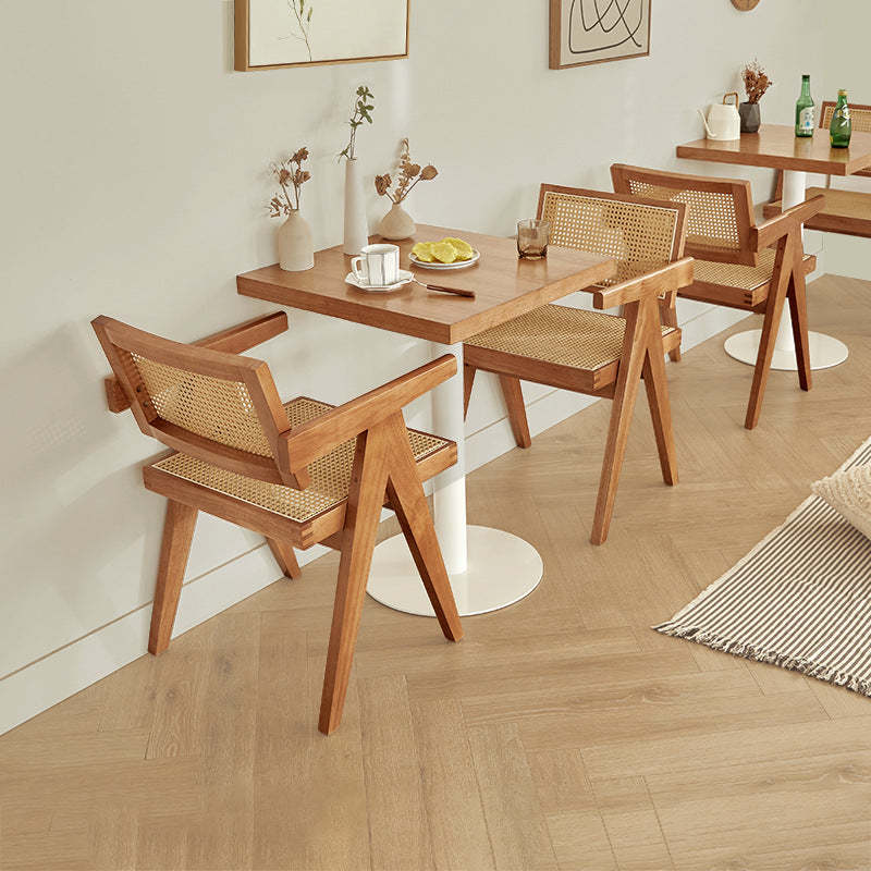 Japanese Rattan Wood V-Frame Dining Chair