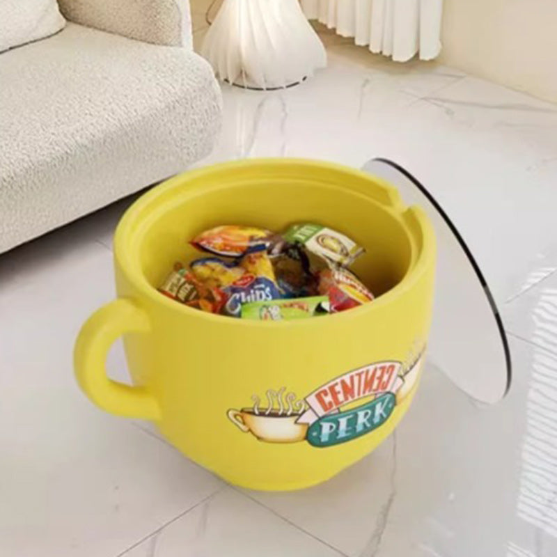 Contemporary Coffee Cup Glass Resin End Table