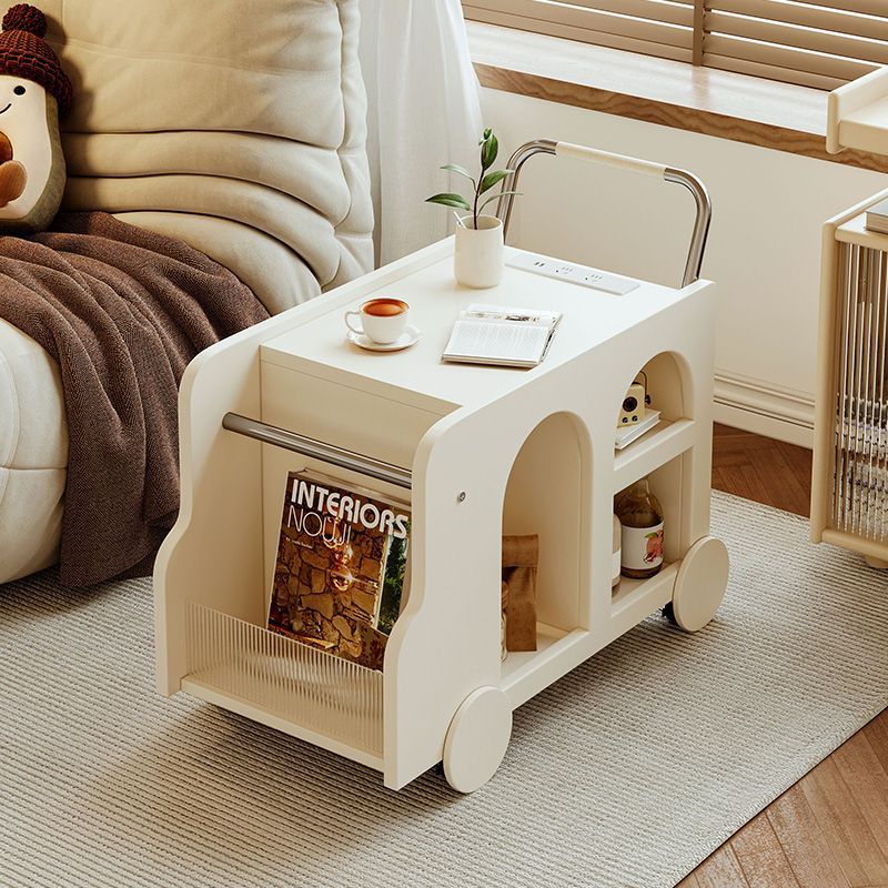 Nordic Trolley Metal Acrylic Side Table — White