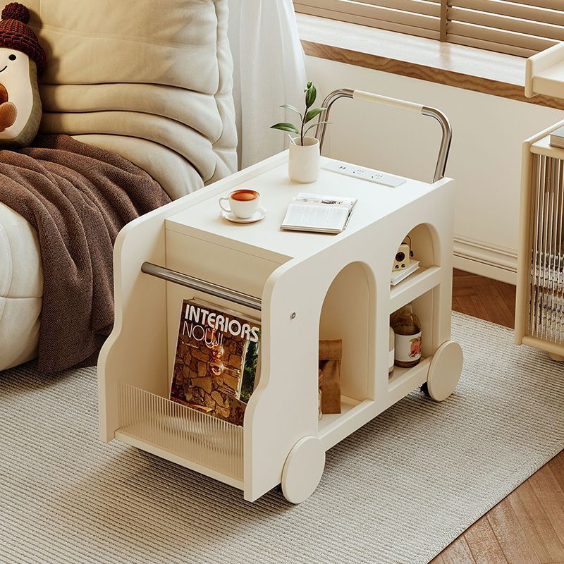 Nordic Trolley Metal Acrylic Side Table — White