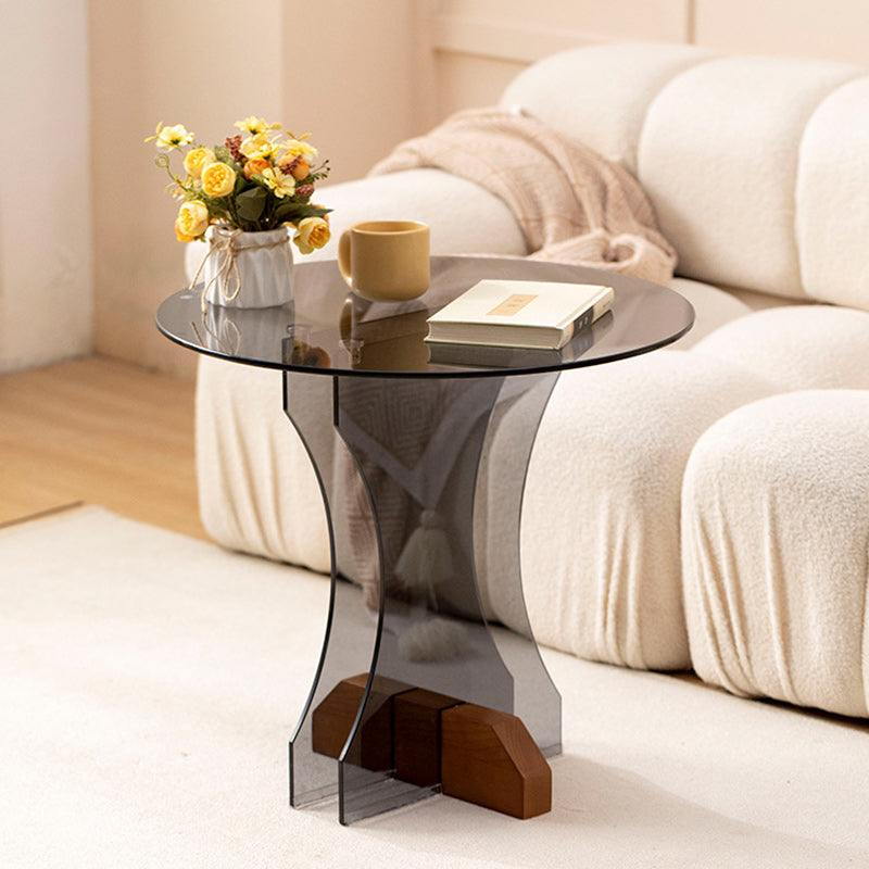 Minimalist Glass Solid Wood Coffee Table