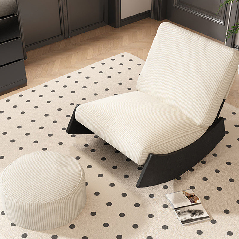 Nordic Corduroy Wood Recliner — Wood Color / Beige