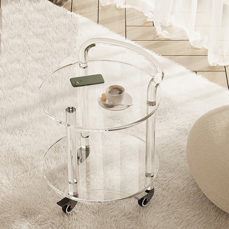 Contemporary Round Acrylic 2-Tier End Table