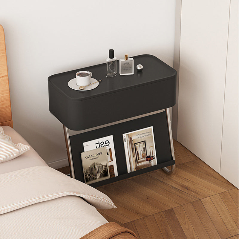 Minimalist Stainless Steel Swivel Nightstand 1-Cabinet