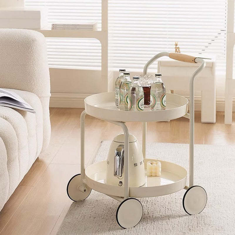 Minimalist 2-tier round acrylic steel glass end & side tables