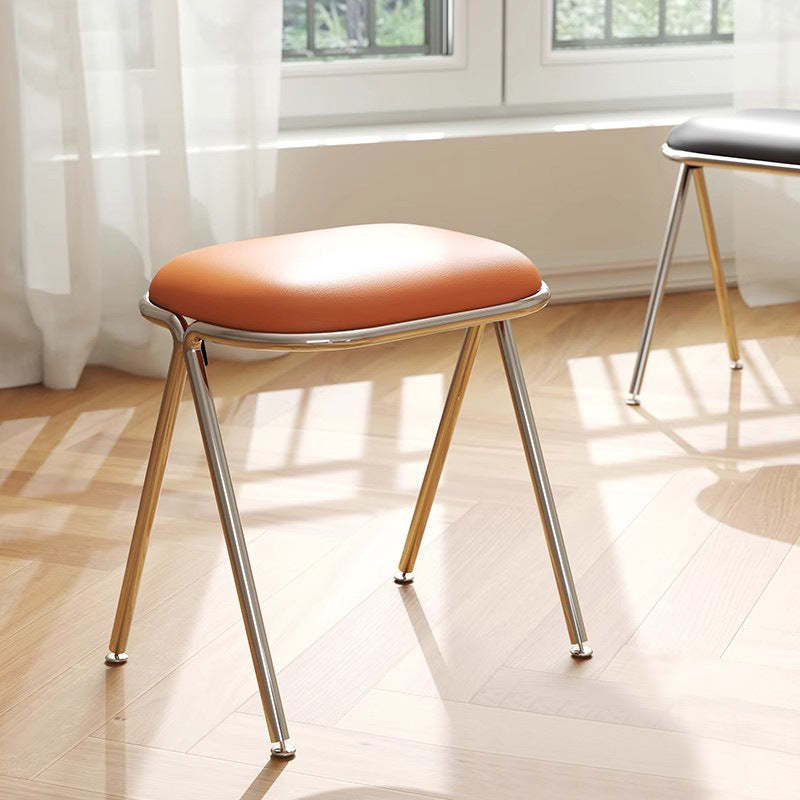 Nordic Leather Metal Vanity Stool — Brown