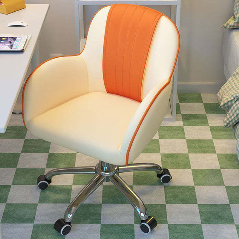 Scandinavian Curved PU Leather Steel Desk Chair