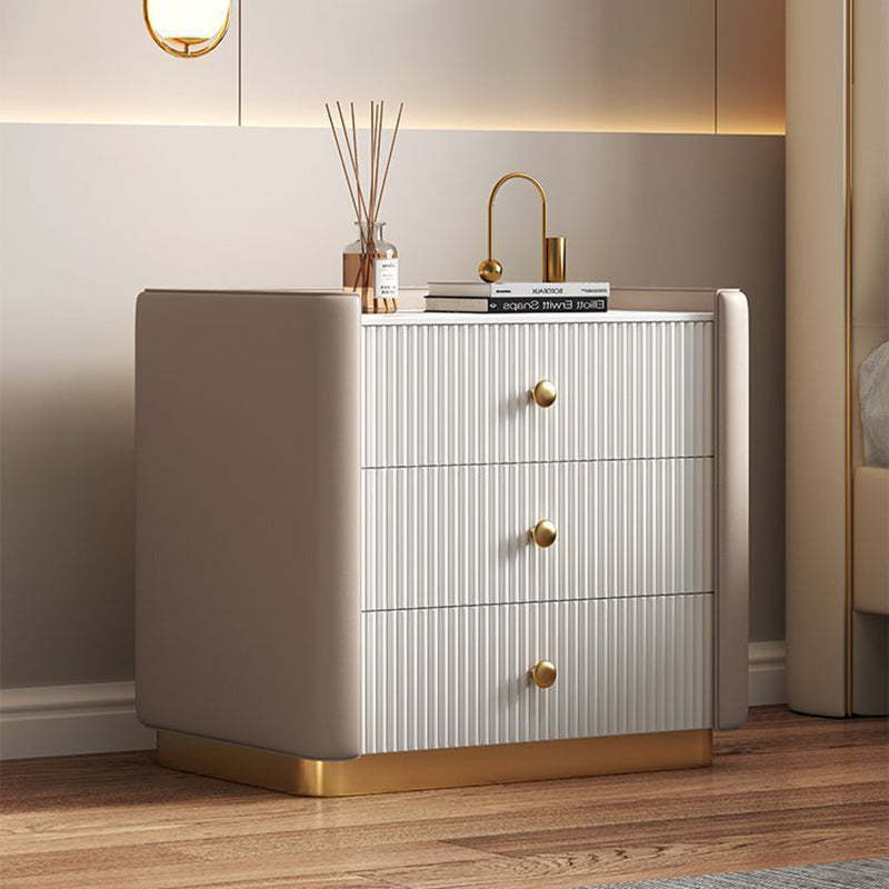 Minimalist Wood Rock Nightstand 3-Drawer