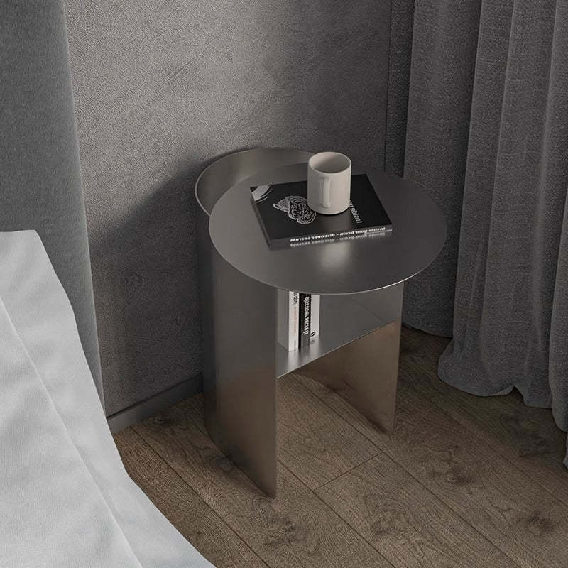 Minimalist Round Steel 2-Tier End Table