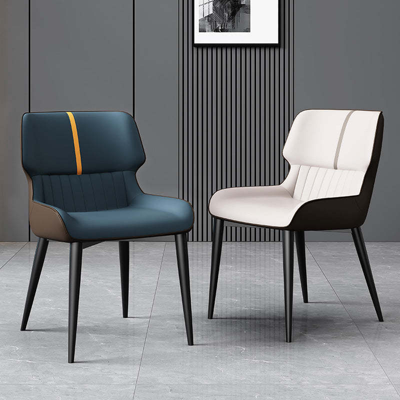 Nordic Leather Carbon Steel Curved Dining Chair