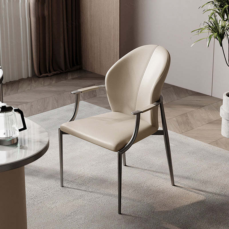 Modern Microfiber Leather Wraparound Dining Chair — Gray