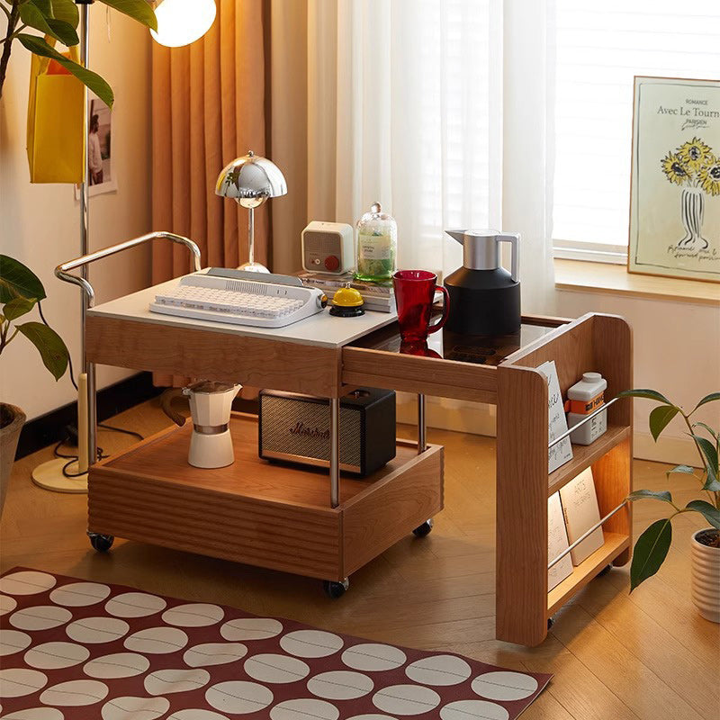 Japanese Solid Wood 2-Tier End Table
