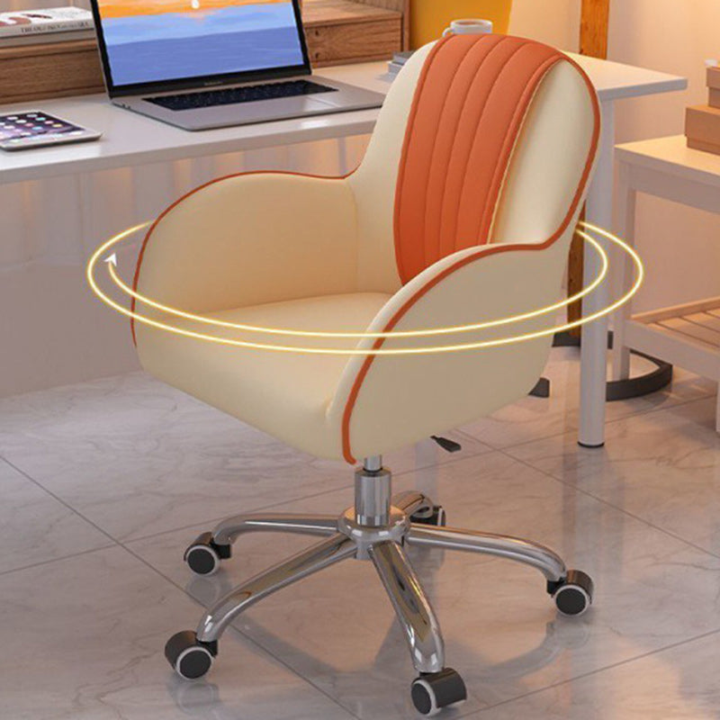 Scandinavian Curved PU Leather Steel Desk Chair