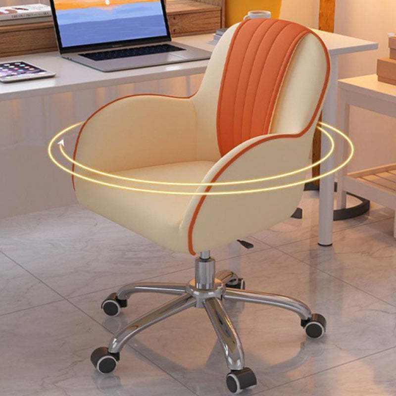 Scandinavian Curved PU Leather Steel Desk Chair