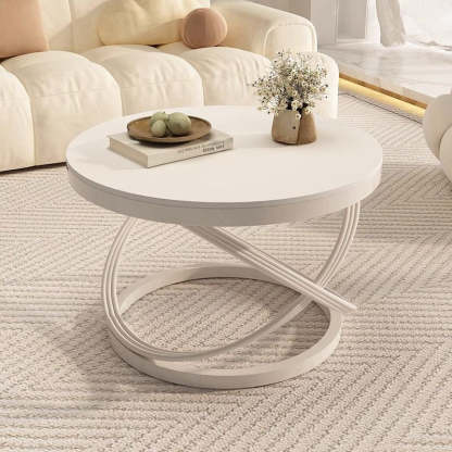 Nordic Round Iron Slab Coffee Table — Black
