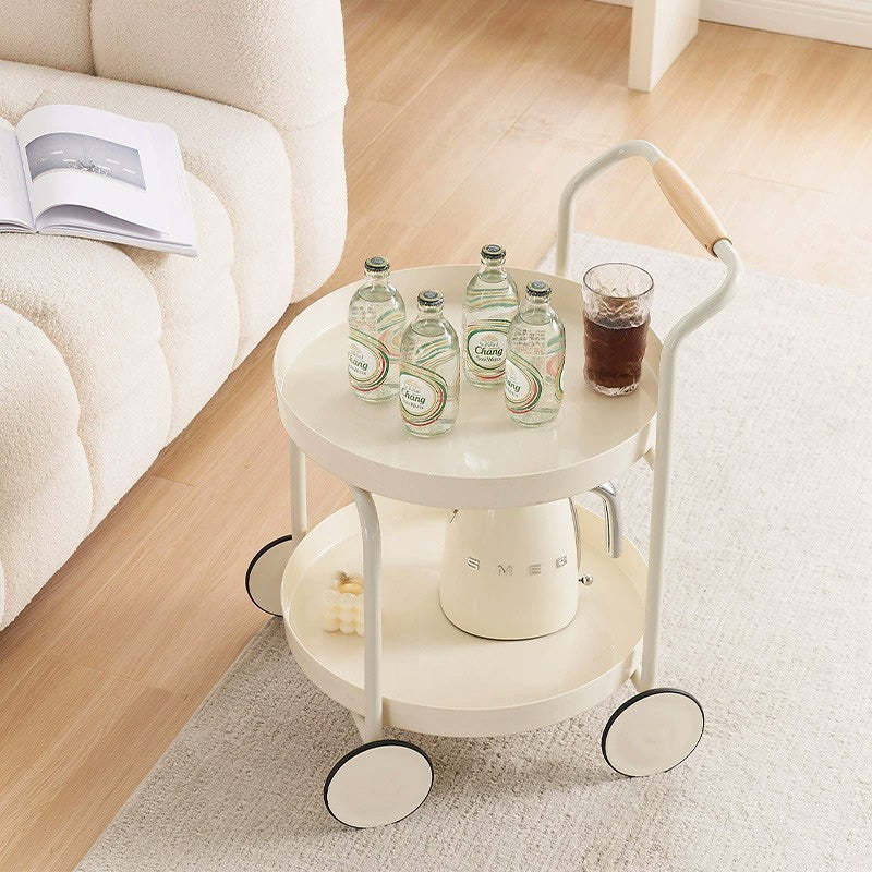 Minimalist Round Acrylic Steel 2-Tier End Table