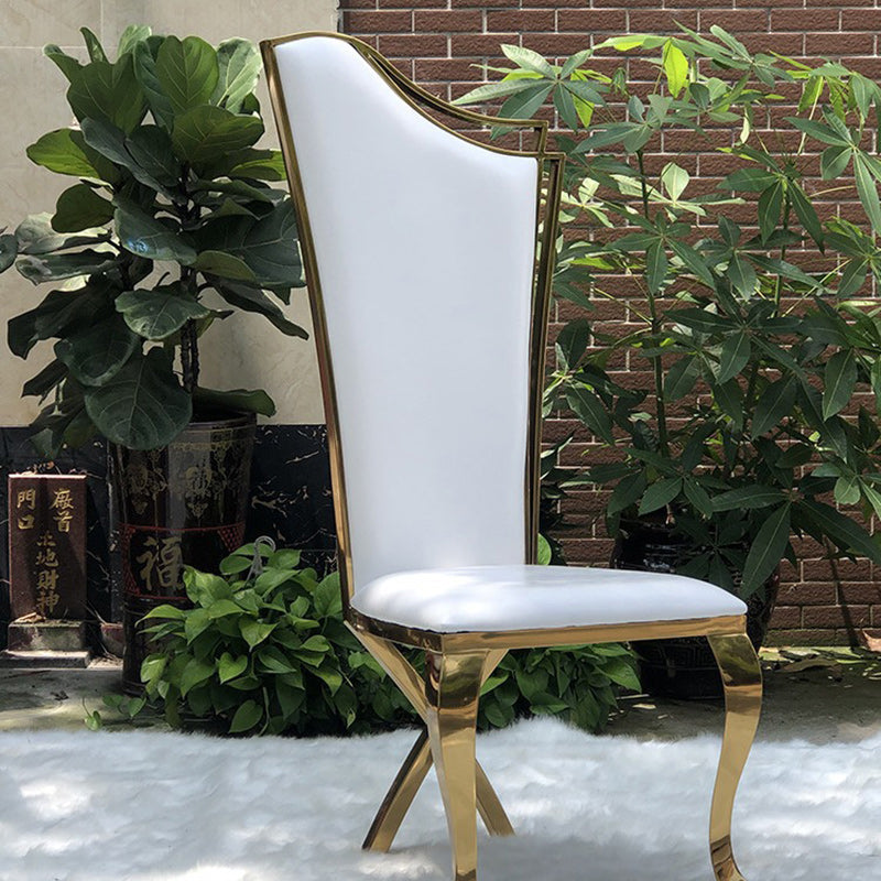 Scandinavian Trapezoidal Leather Metal Dining Chair