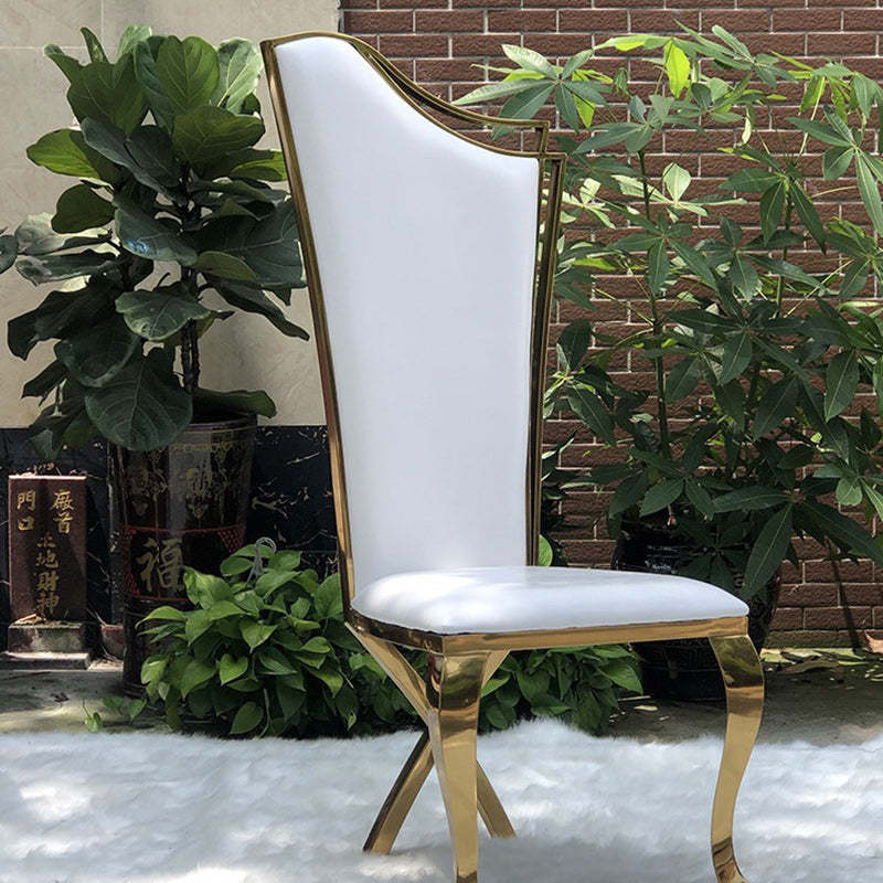 Scandinavian Trapezoidal Leather Metal Dining Chair