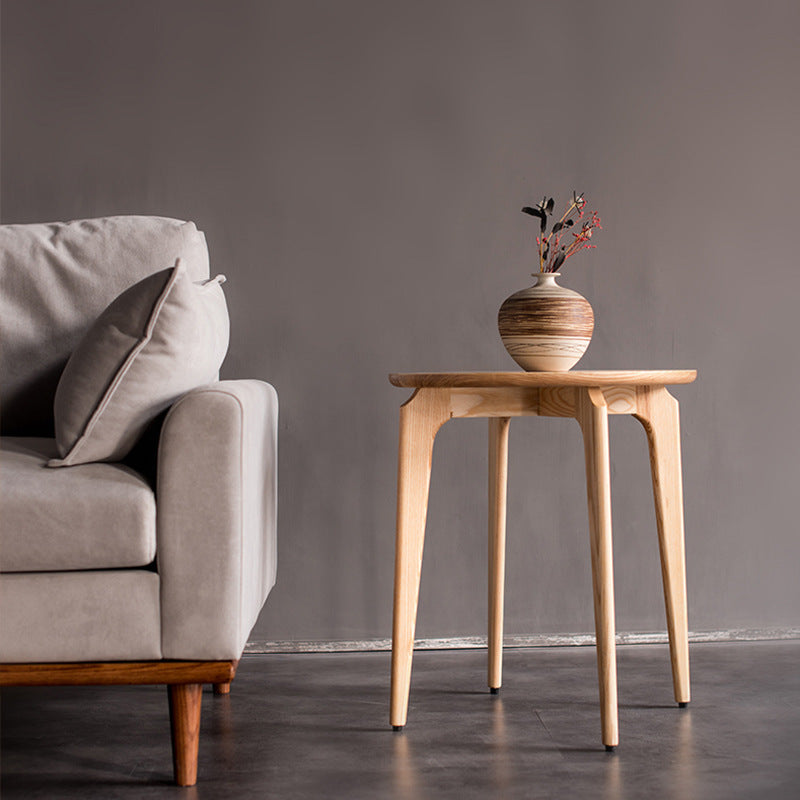 Vintage Round Solid Wood Coffee Table — Walnut