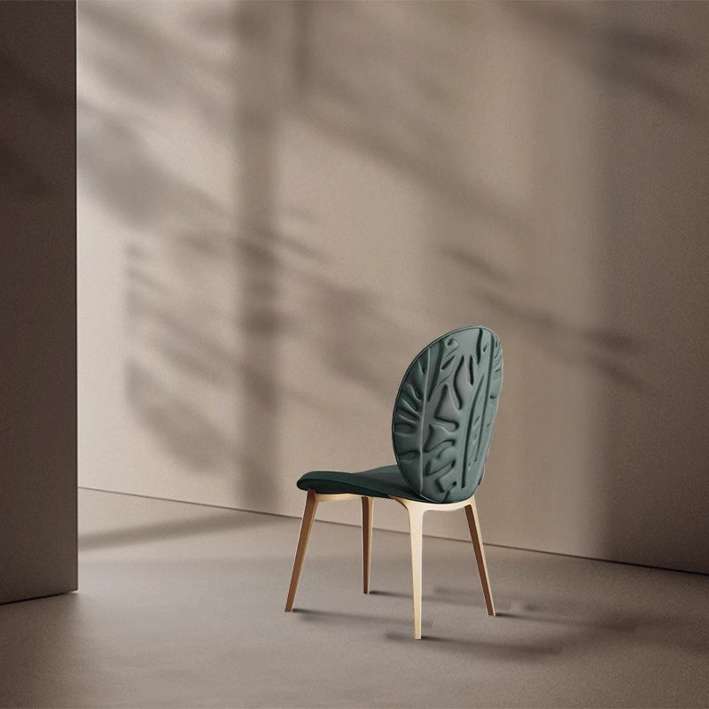 Modern Oval Microfiber Leather Steel Dining Chair