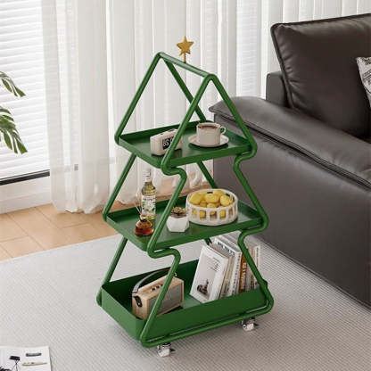 Modern Art Deco Christmas Tree Glass Side Table 3-Tier