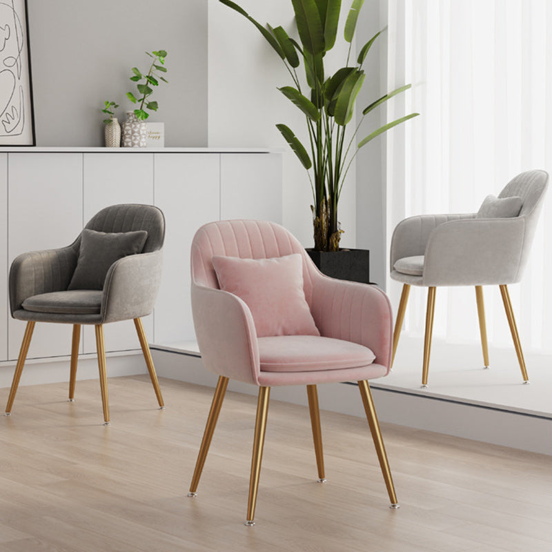 Nordic Striped Velvet Steel Dining Chair — Without Pillow / Green + Black Frame