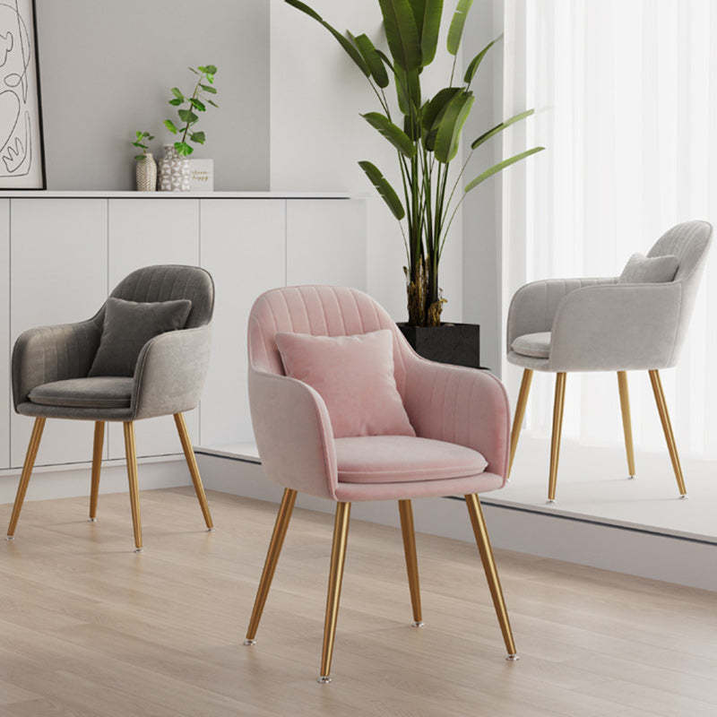 Nordic Striped Velvet Steel Dining Chair — Without Pillow / Green + Black Frame