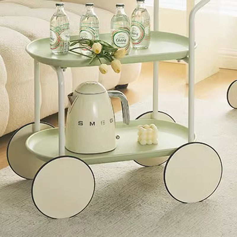 Minimalist Round Acrylic Metal 2-Tier End Table — Green